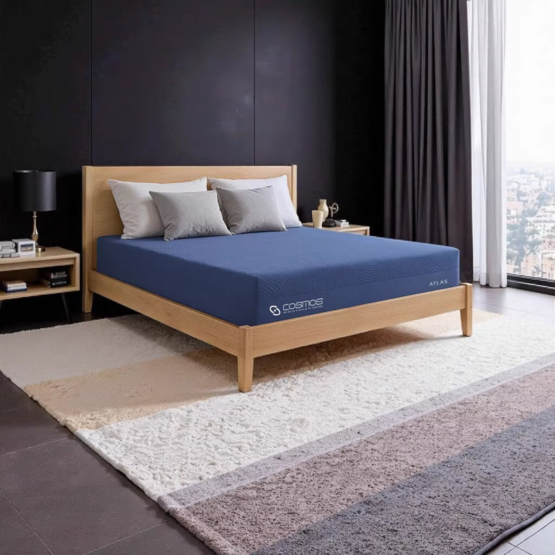 Matelas en mousse pleine grandeur NOVA de 10 po avec mousse à mémoire de forme, matelas roulé et gris-bleu avec housse en tissu super doux