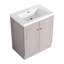 Meuble-lavabo de 30 po avec lavabo en résine. Aspect contemporain. Armoire à fermeture en douceur. Tablettes réglables. Poignées en métal. Contreplaqué robuste. Lavabo à finition kaki. Tablette moderne. Poutre-334023834
