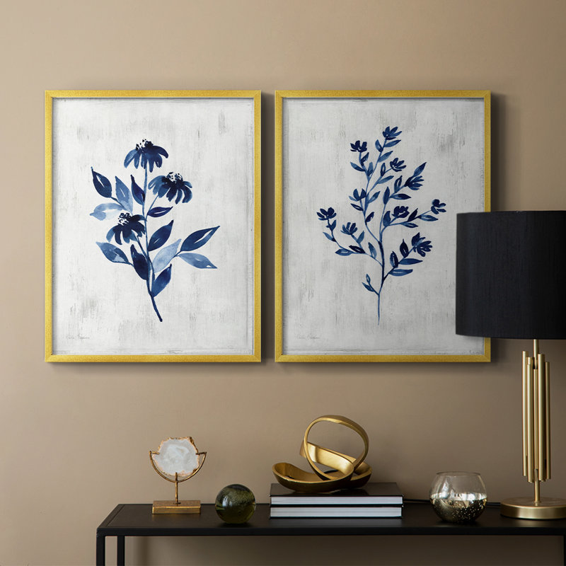 Reproduction encadrée Wild Indigo I-Premium - prêt à être accroché - aucun clou requis - aucun clou requis, Doré