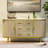 Fluted Sideboard Buffet Cabinet, Kitchen 59in Large Credenza Storage Cabinet Media TV Console Table with 6 Drawers and 2 Sliding Doors for Living Room Entryway-1156070259