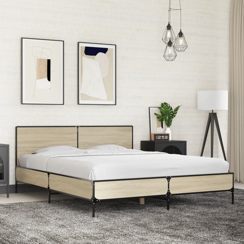 Adamek Bed, Sonoma Oak, European Kingsize (160 x 200 cm)