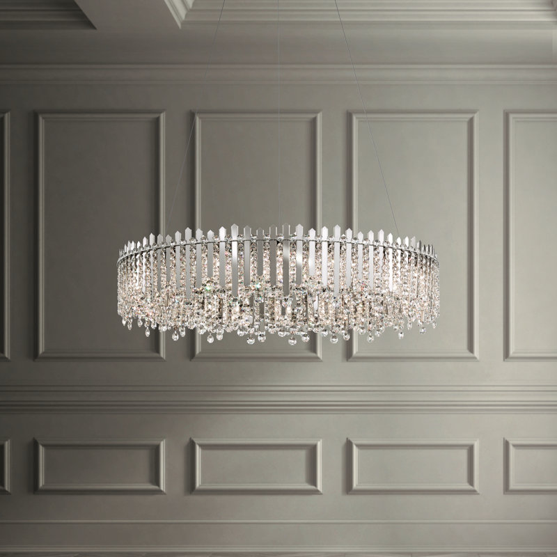 Chatter 18 - Light Chandelier, Polished Stainless Steel, Heritage Crystal