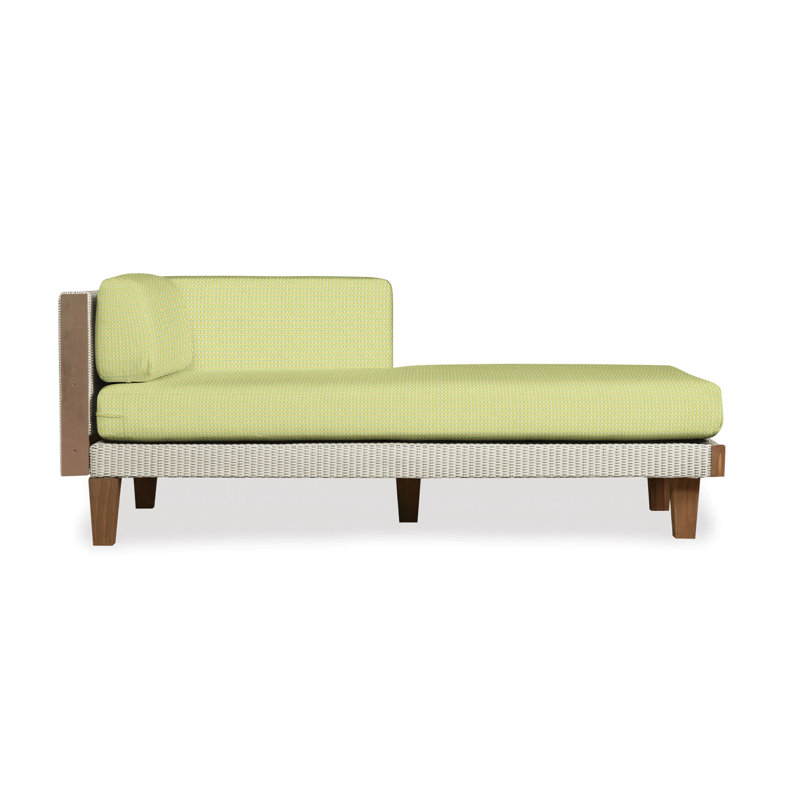 Catalina Outdoor Teak Chaise Lounge, Reflections Grass, Linen