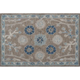 Wren Hand Tufted Wool Floral/Oriental Area Rug in Timber/Beige/Blue