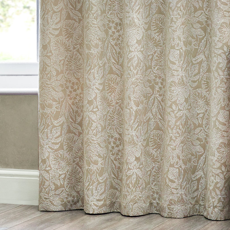 Bali Room Darkening Curtain Pair, Beige, 117 W x 137 D cm