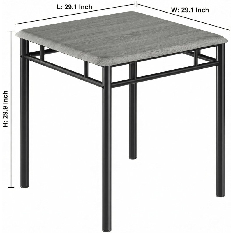 Dining Table Set for 2, Compact Farmhouse Kitchen Table with Upholstered Chairs, Gray
