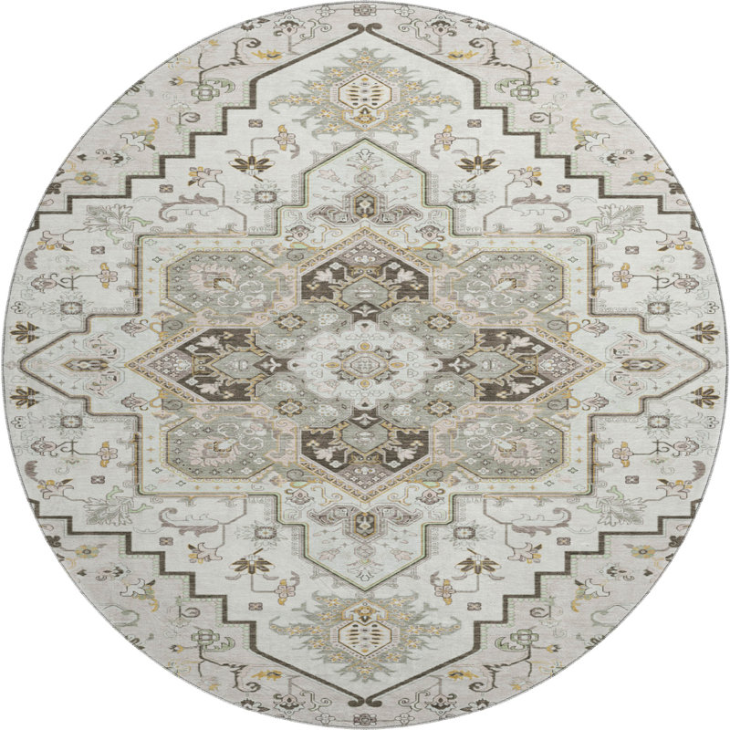 Premium Machine Washable Cossette AMF1036 Oriental Rug, Round 8'