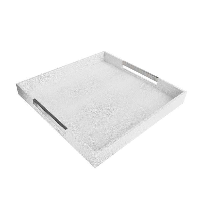 Plateau de table basse Beck, Blanc / gris / chrome