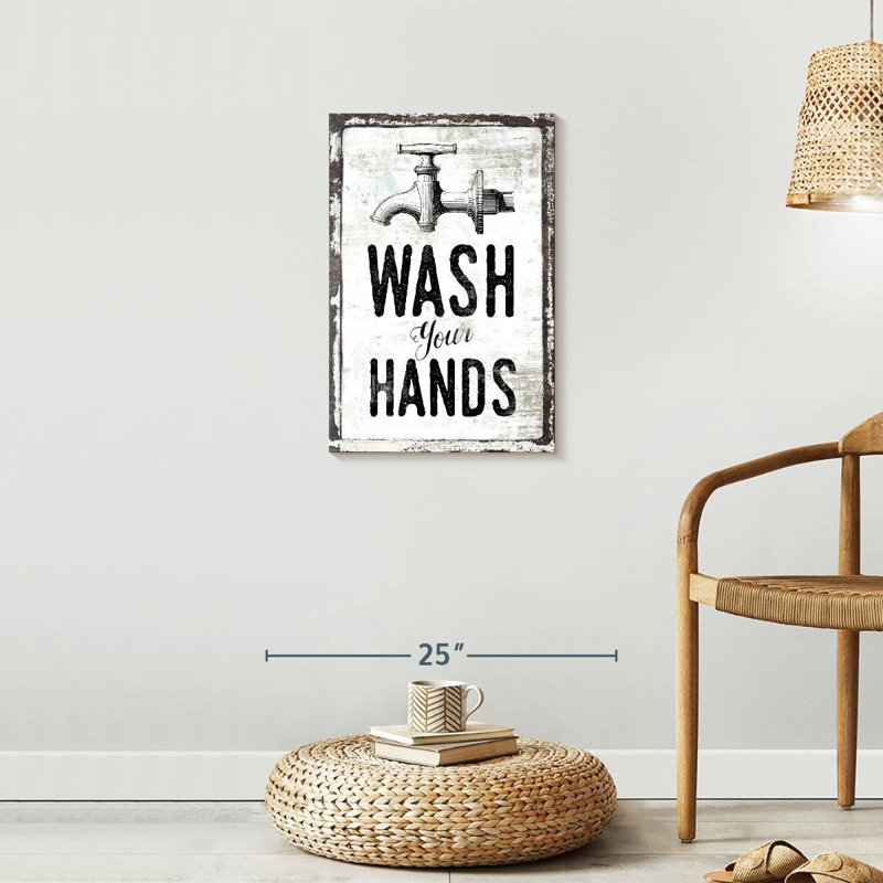 «Wash Your Hands», impression sur toile, H 24 po x l 16 po x P 1,25 po