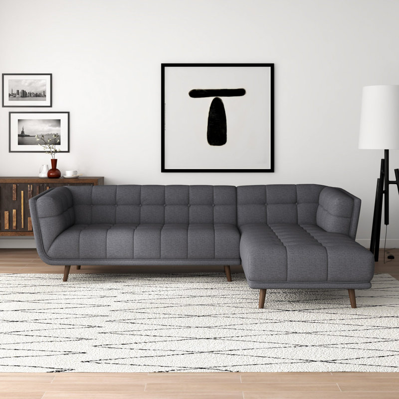 Canapé modulaire en tissu Cropsey Right, Lin gris