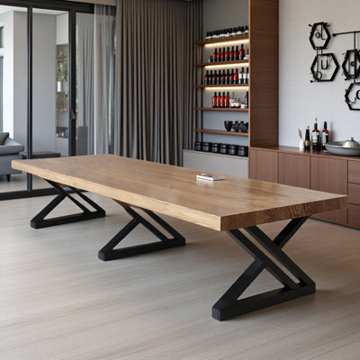 Banquet-style solid wood rectangular dining table