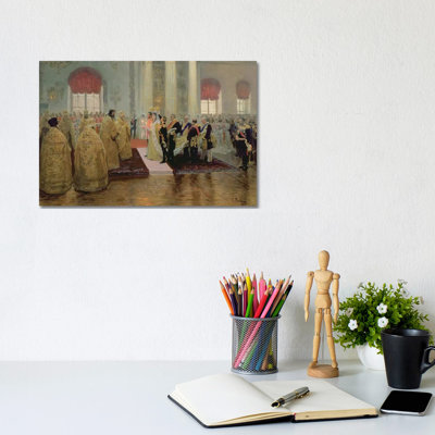 The Marriage Of Tsar Nicholas II And Alexandra Feodorovna 1894 by Ilya Efimovich Repin - Wrapped Canvas Painting
