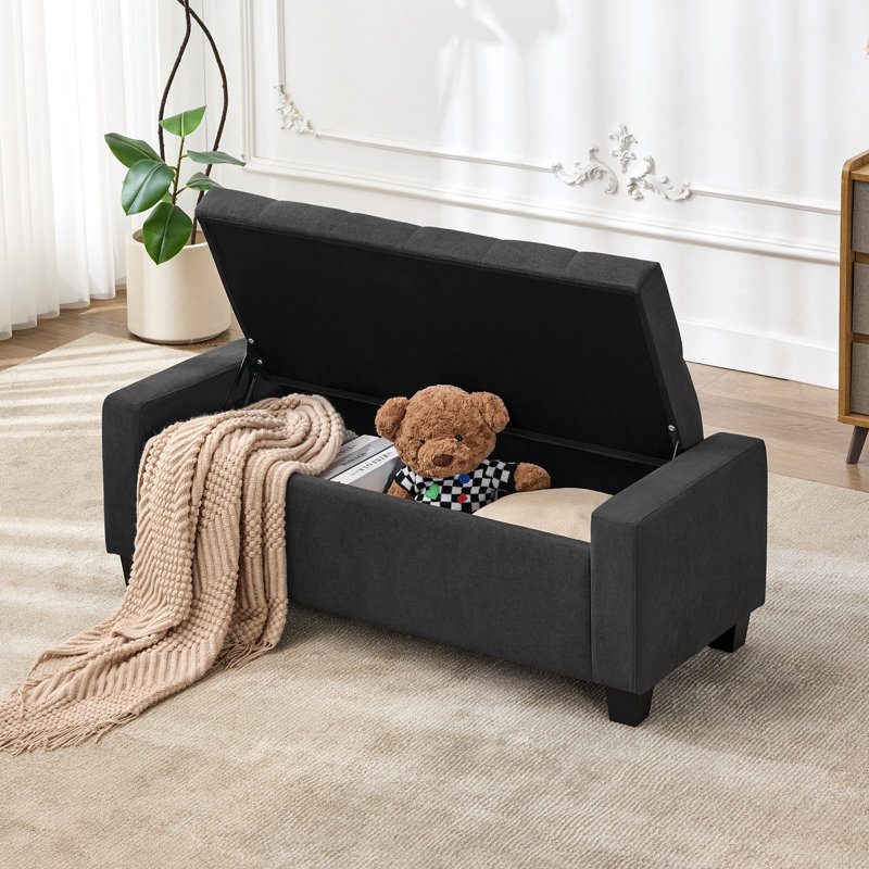 Banc avec repose-pieds 48,4 po avec rangement, Gris foncé
