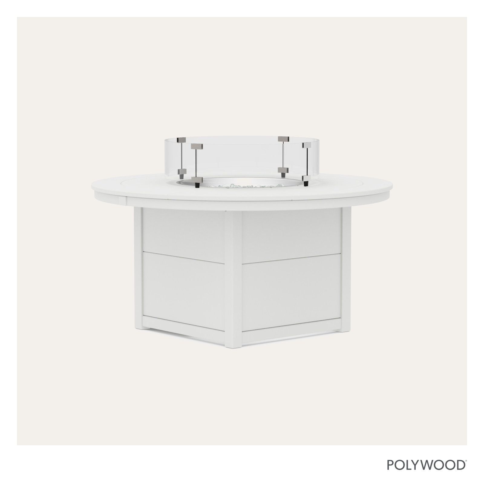 POLYWOOD® Tables Round 48" Fire Pit Table, White