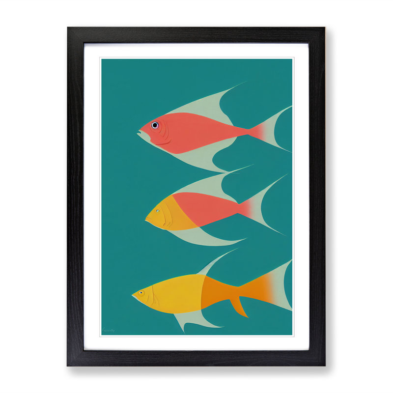 Aniye Fish Minimalism - Single Picture Frame Print, Black, 64cm H x 46cm W x 2cm D