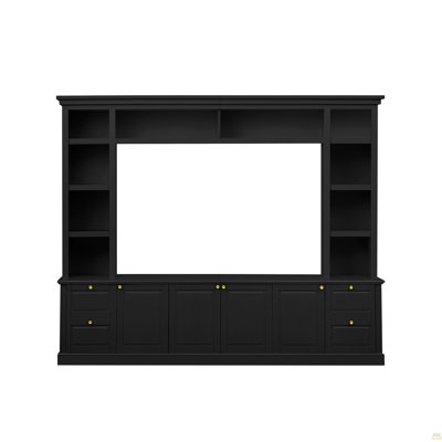 All-In-One Modern TV Stand With Bookcase For Tvs Up To 70 Inch, Entertainment Center With 3 Adjustable Shelves