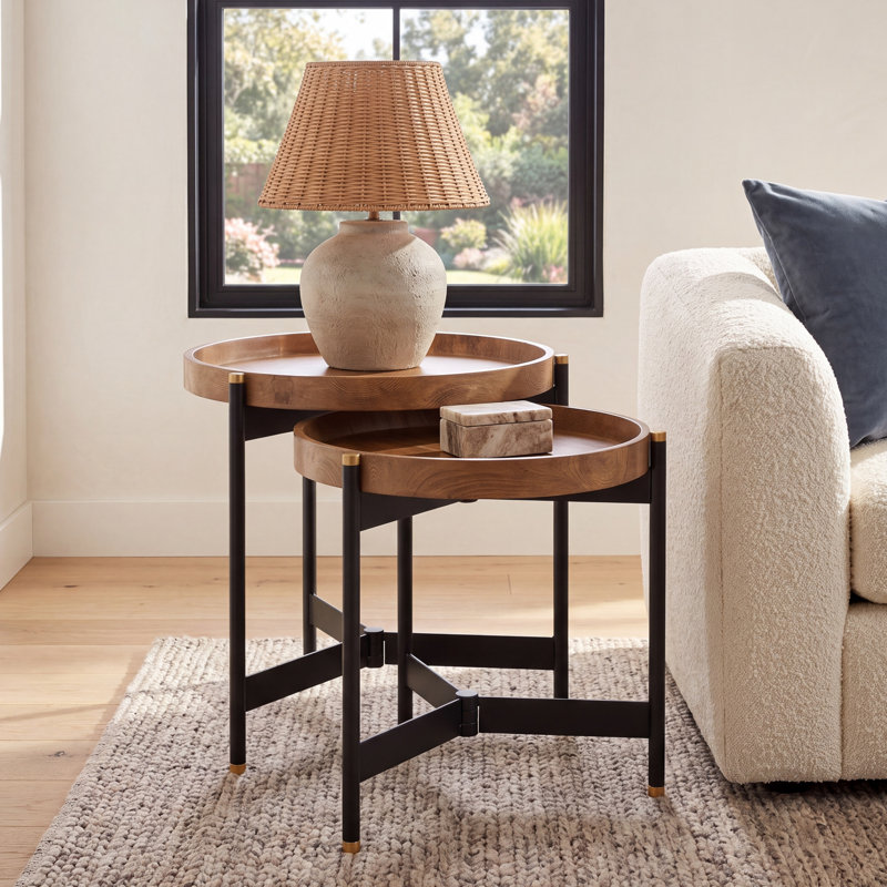 Milda Solid Wood Tray Top Nesting Tables