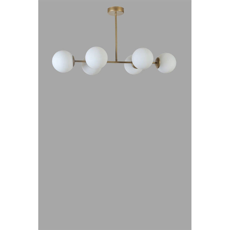 Élégant lustre doré et blanc, structure en métal, 35,4 po x 5,9 po | Couvercle en verre, douille E27 (40 W maximum), hauteur totale de 25,6 pouces | Luminaire élégant pour le salon, la salle à manger et les entrées, classé IP20