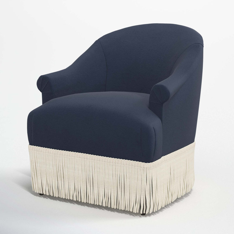 Callie Upholstered Wingback Chair, Classic Ink Performance Velvet, Ivory