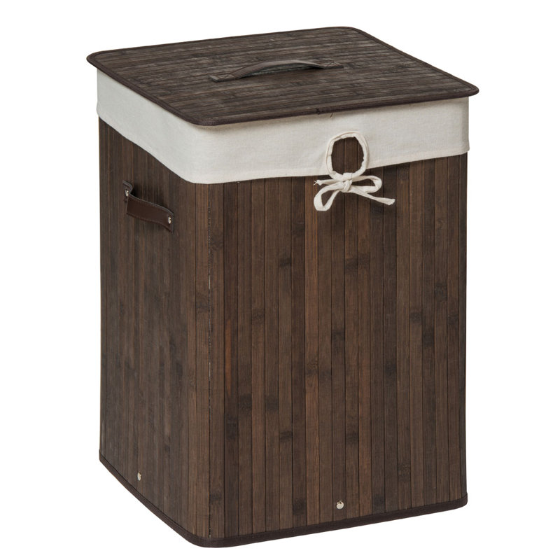 Kankyo Bamboo Laundry Hamper with Handles, Dark Brown