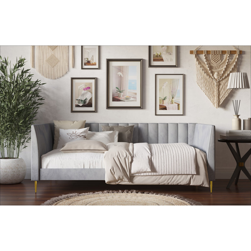 Maidste Upholstered Daybed, Silver Gray