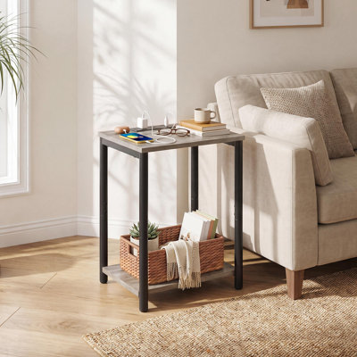 Table d'appoint avec station de recharge, table d'appoint à 2 niveaux