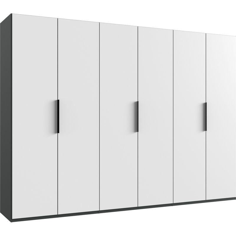 Guardino 6 Door Wardrobe, 216cm H x 300cm W x 58cm D, White/Graphite