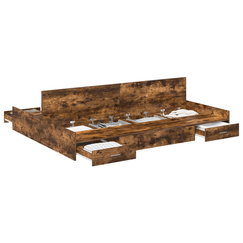 Bed Frame, European Double (140 x 200 cm), Smoked Oak