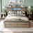3-Pieces Bedroom Sets ,Farmhouse Bed Frame  With LED Lights And Charging Station,Nightstands Set Of 2 With Drawer
