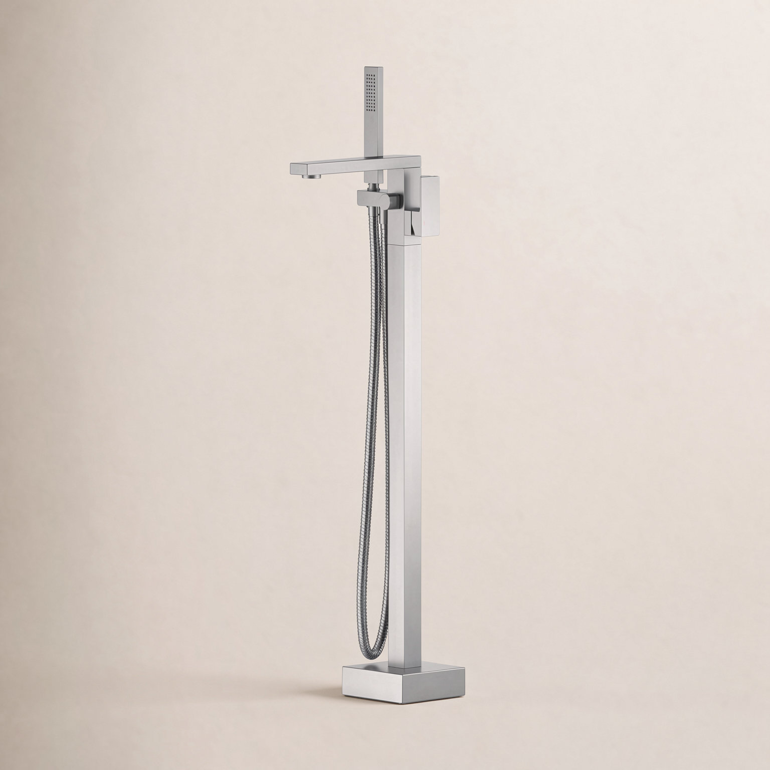 Cube Freestanding Tub Faucet with Diverter, Brushed Nickel