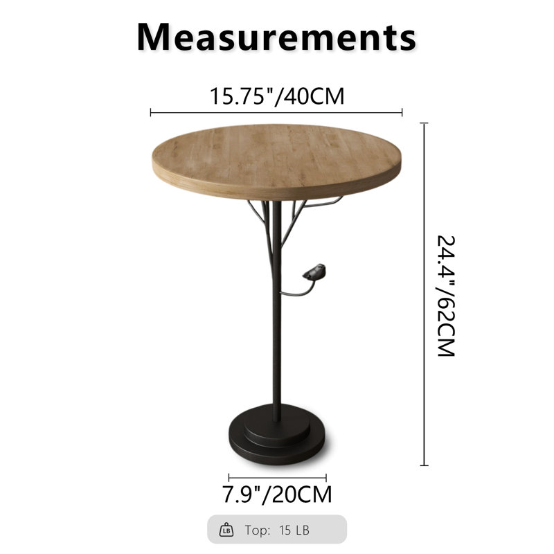 Table d'appoint rétro Vintage - Métal vieilli à la main et placage texturé écorce