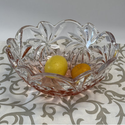 Aurum Crystal 11" Bohemian Crystal Fruit Bowl — FLORA Collection — Elegant Pink Gradient Decorative Bowl — Premium Czech Crystal Centerpiece Home Decor for Living Room, Wedding, Gift Boxed — 4350F908AEB6438A87BC85DABF8F57DB
