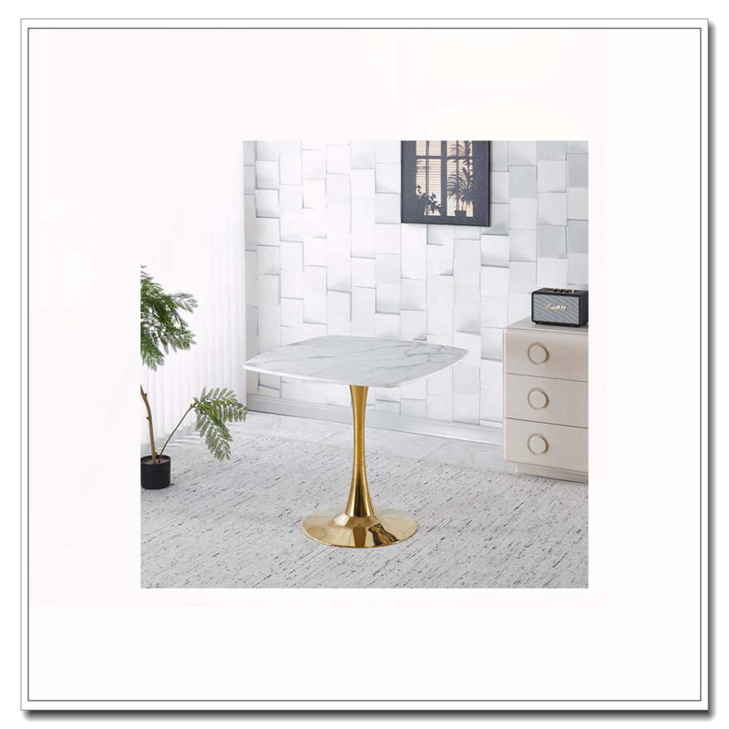 Table de salle à manger 31,5 "SquareTulip, H 28,93 po x L 31,5 po x l 31,5 po, Blanc