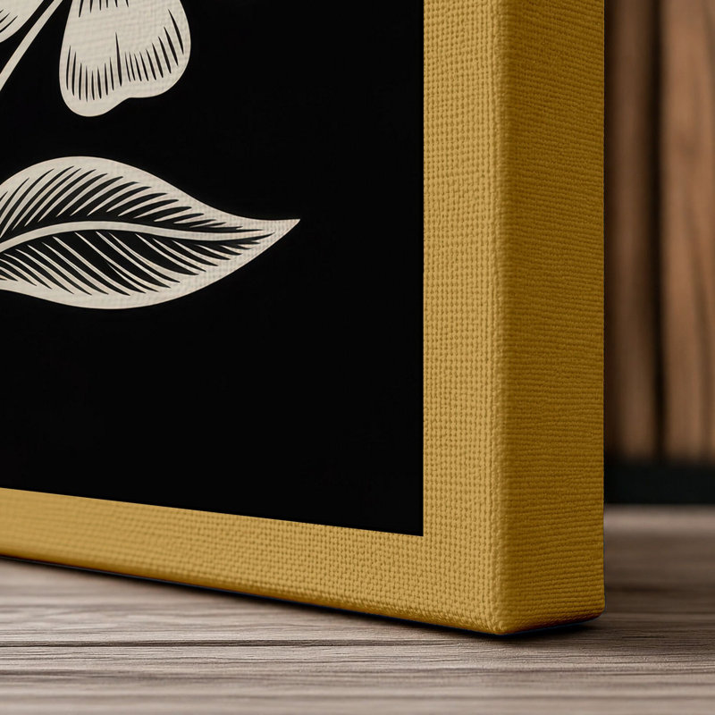 Daisy Stem Study Botanical - Wrapped Canvas, 18x12 - 45.7 x 30.5 cm, Ochre Border