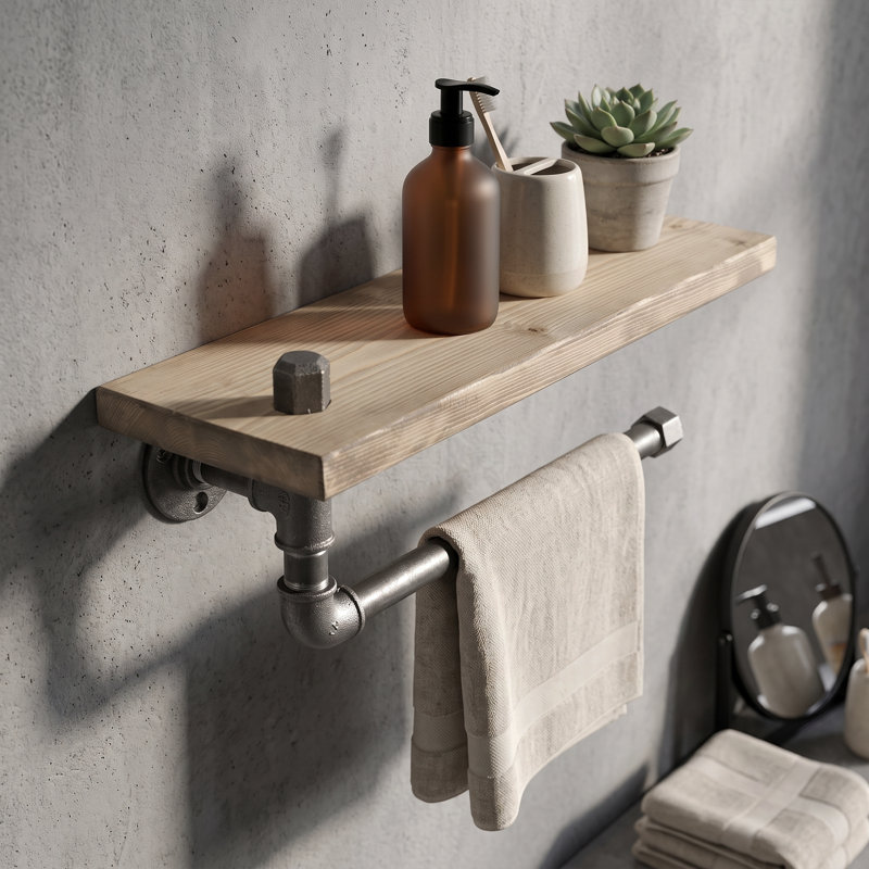 Industrial Wood and Metal Wall Shelf