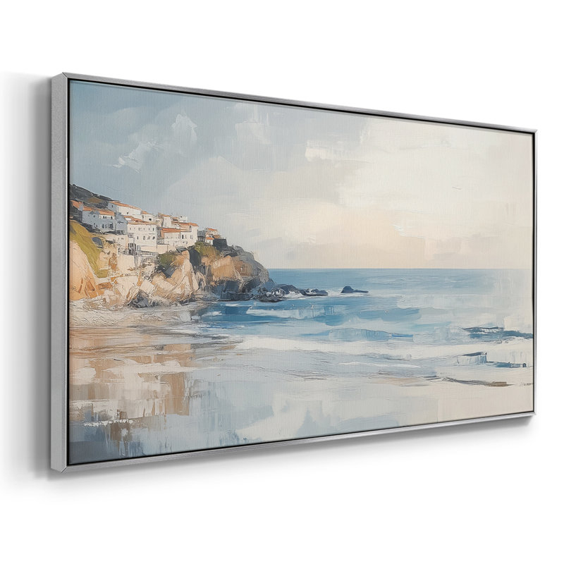 Série nautique-CCXIX- Toile tendue avec châssis tendue, prête à être accrochée, H 25 po x l 49 po, Argent argent