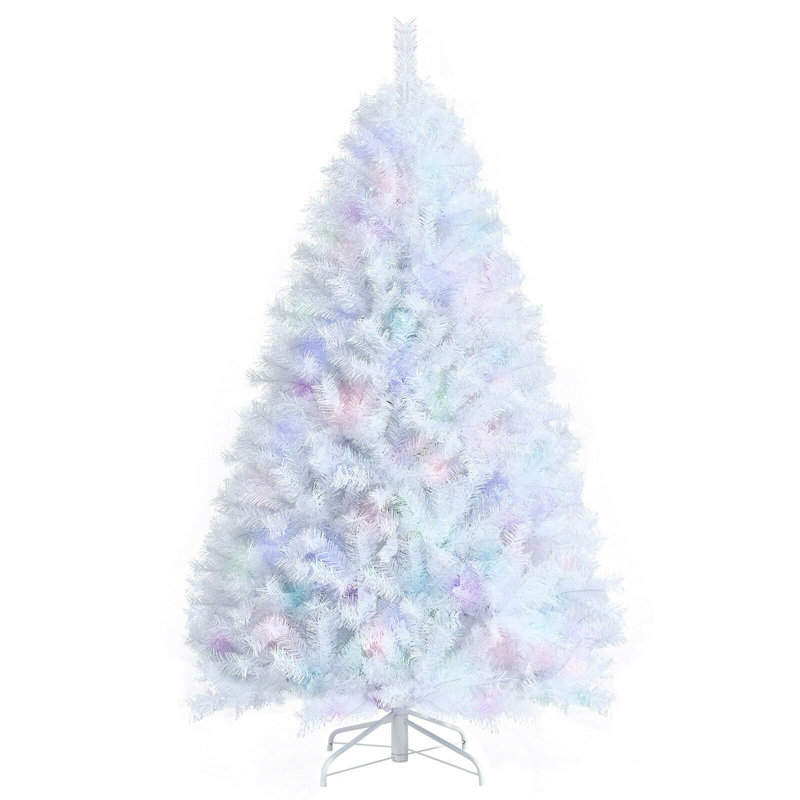 Arbre de Noël artificiel en PVC avec extrémités de branches irisées et base en métal, blanc, H 6 pi