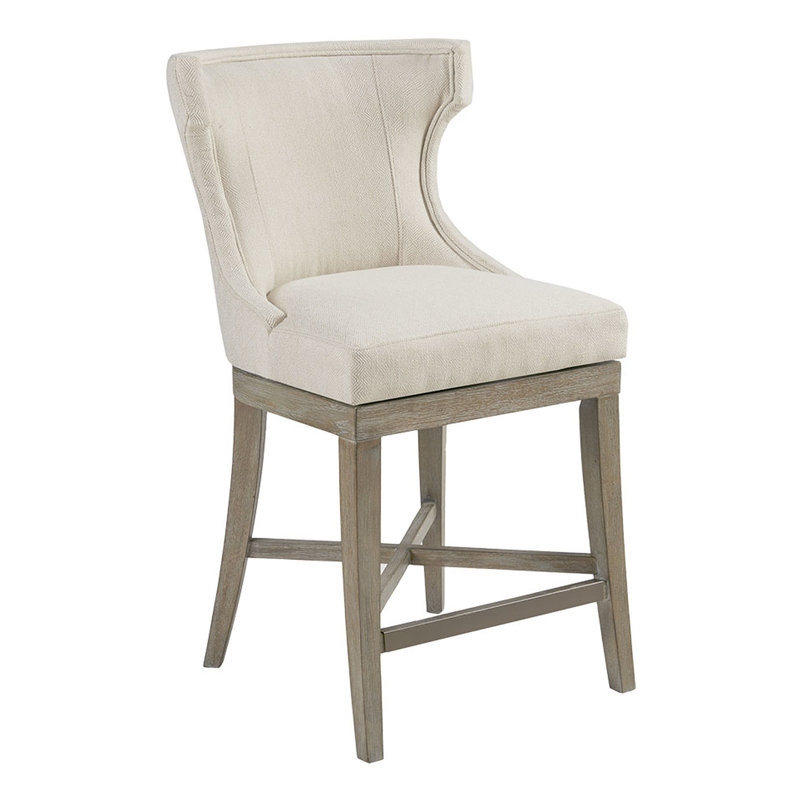Tabouret de comptoir élégant - repose-pieds 7,25 po, structure en bois massif, H 39,19 po, coussin de siège de 4,125 po d'épaisseur, pieds