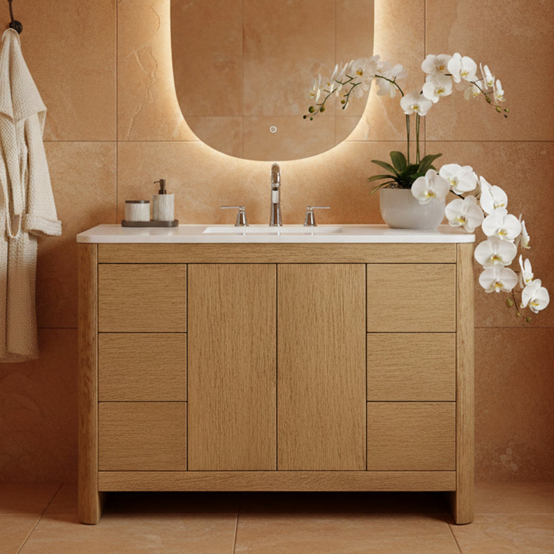 Meuble-lavabo simple 54 po avec plateau en quartz Raye