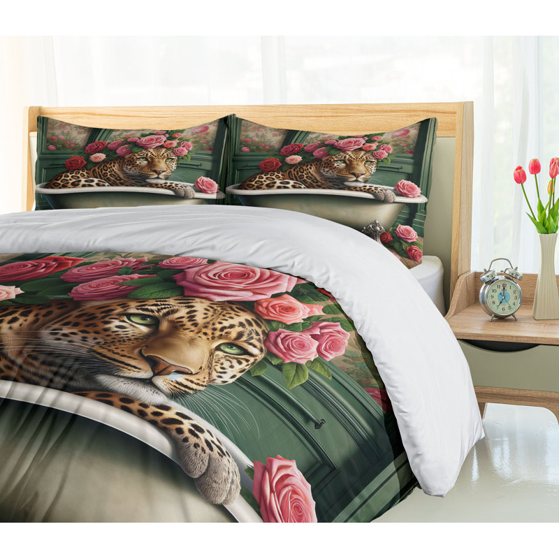 Leopard Duvet Cover, California King Duvet Cover + 2 Standard Shams