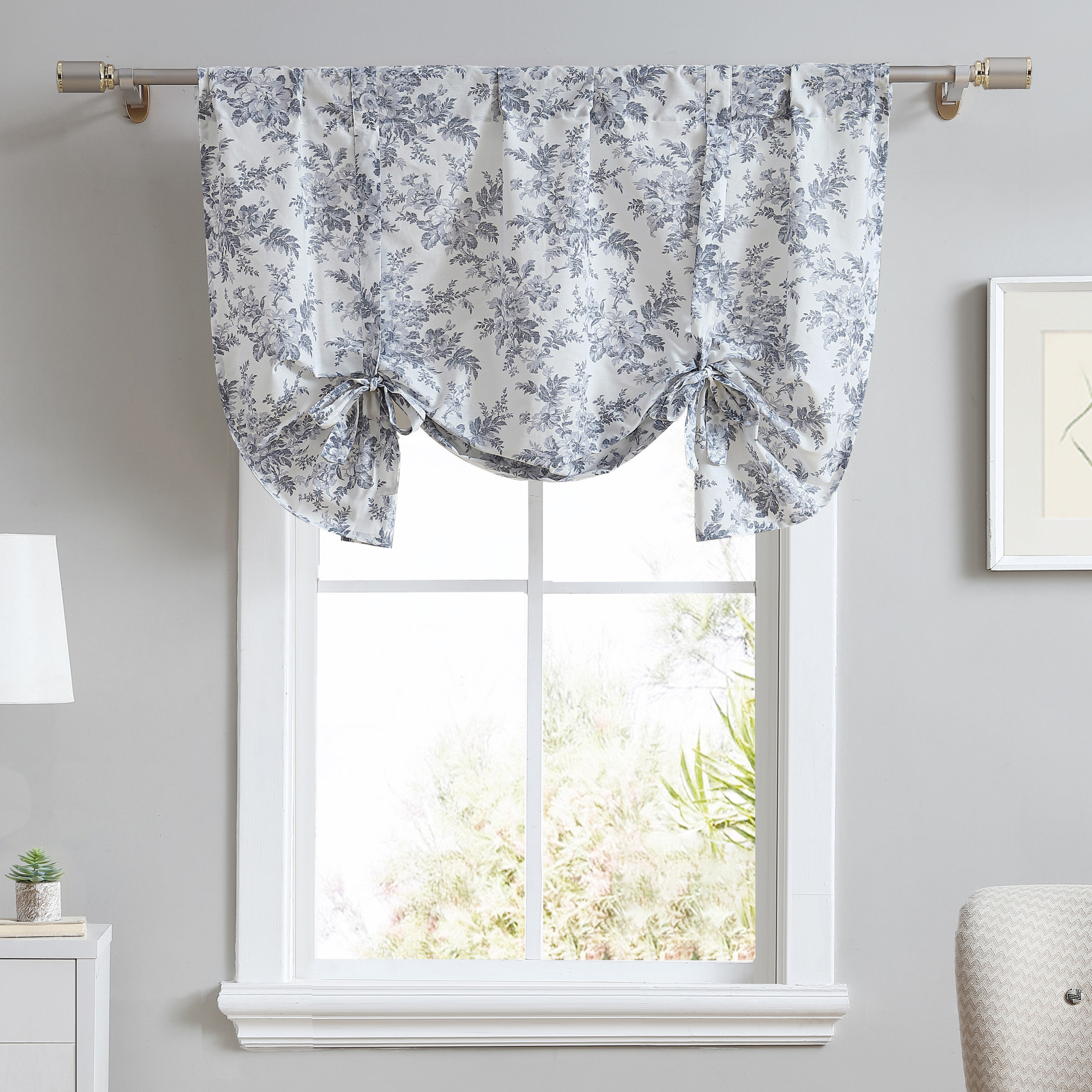 Laura Ashley Annalise Up Floral 100% Floral Tie Window Valance & Reviews | Wayfair