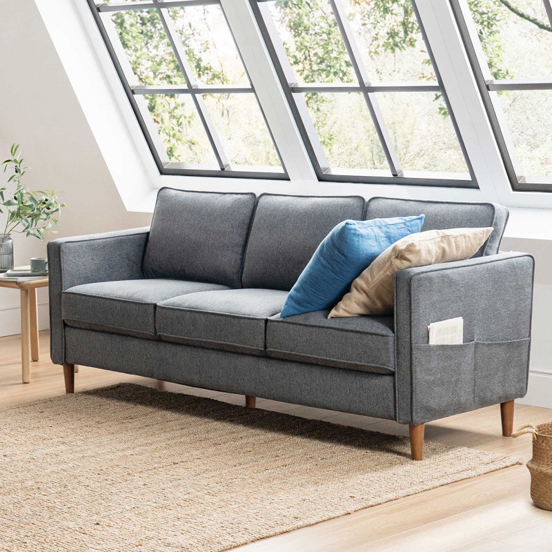 Hana 78" Square Arm Sofa, Dark Grey Twill