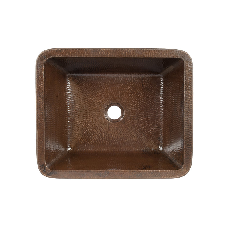 17" Rectangle Skirted Vessel Hammered Copper Sink