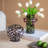 Clear Glass Accent Vase with Artistic Amber Spots