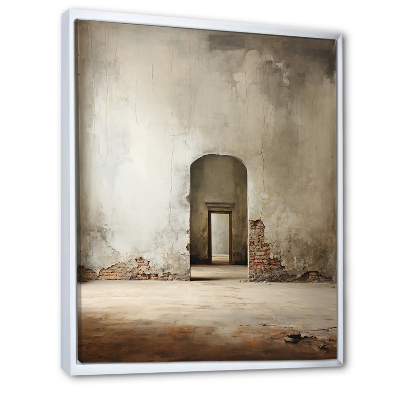 Impression sur toile «Beige minimalisme Embrace I», H 44 po x l 34 po x P 1,5 po, Cadre flottant blanc
