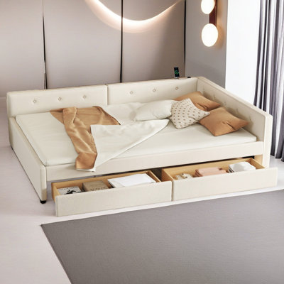 Lit plateforme en tissu d'ameublement