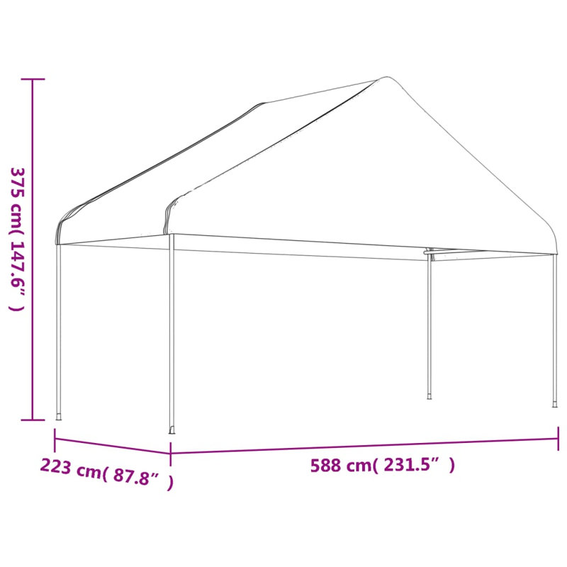 Dakota Fields Gazebo With Roof White 5.88X2.23X3.75 M Polyethylene, 5.88X2.23X3.75 M