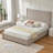 Juanetta 51.8" High Headboard Upholstered Platform Bed With 2 Large Wooden Storage Drawers, Beige, Queen Size-790409093-790407253