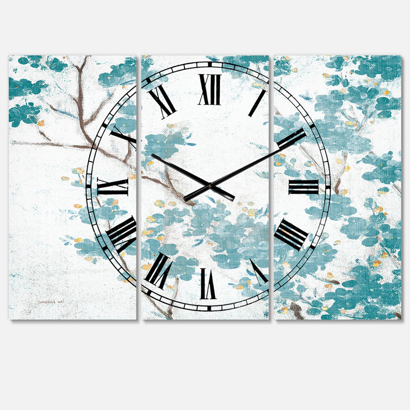 Teal Cherry Blossoms II - Horloge murale traditionnelle