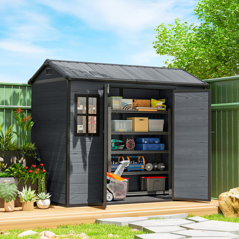Garden Storage Shed, Dark Grey